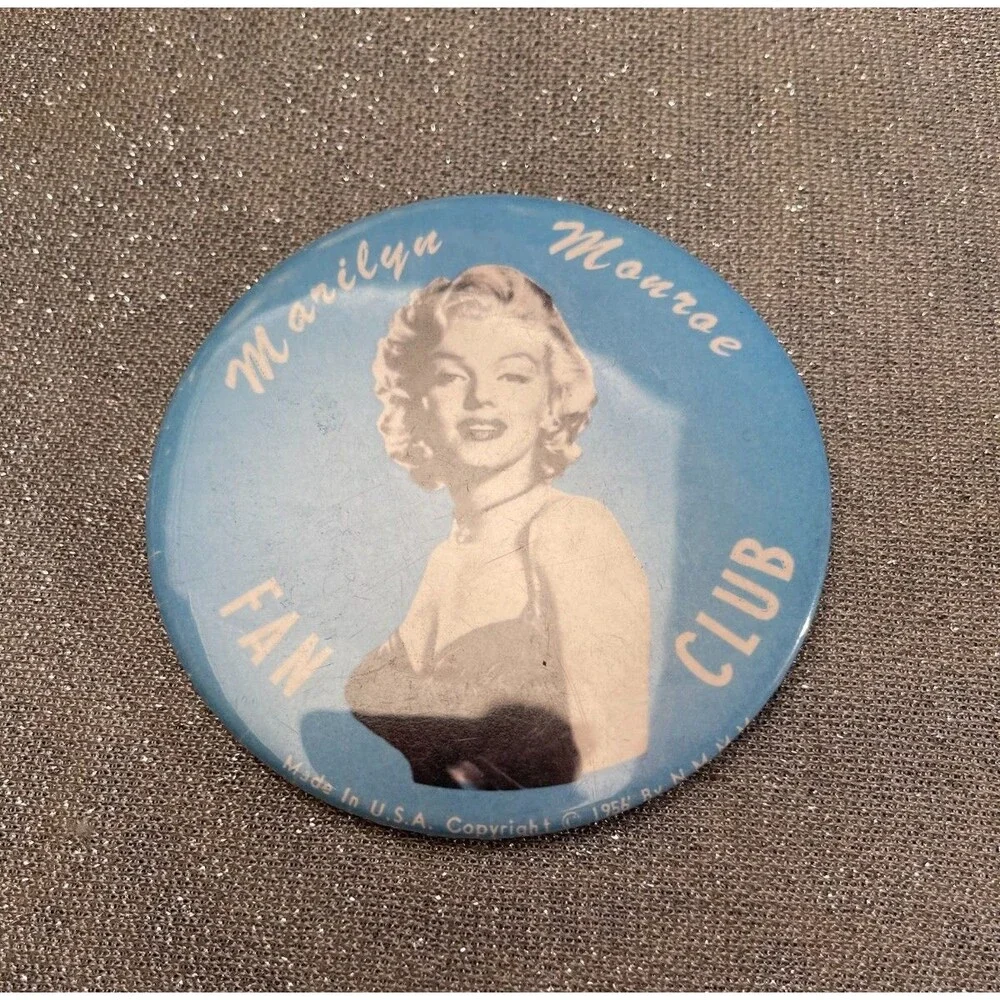 Vintage Marilyn Monroe Fan Club Button 80s Reproduction Old Hollywood Glam Pin